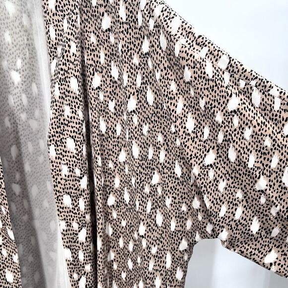 Vintage Custom OOAK Beige Black Animal Print Silk Kimono Jacket - Picture 4 of 8